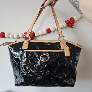 Coach F20028 Peyton‎ Glossy Embossed Leather Tote Bag